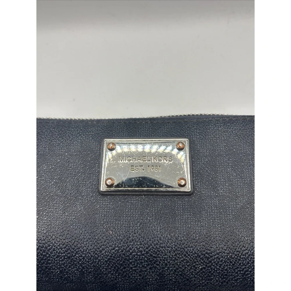 Michael Kors full zip leather wallet blue